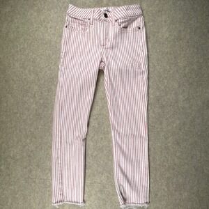 LC Lauren Conrad Pink and White Striped Skinny Jeans